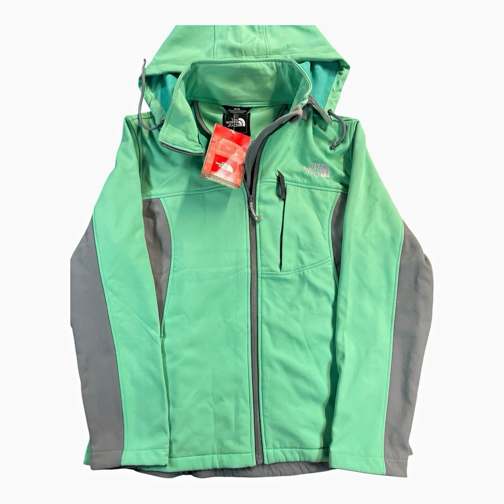 The North Face Apex Bionic Women's Jacket Green Gray Hooded Full Zip Size XL